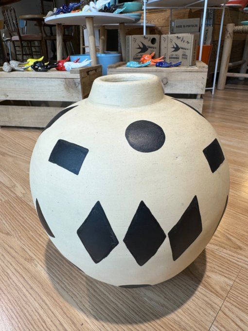 Vase céramique beige et noir 