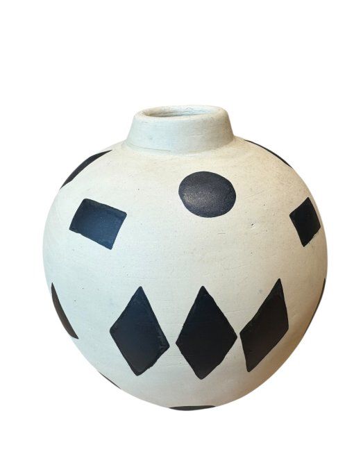 Vase céramique beige et noir 