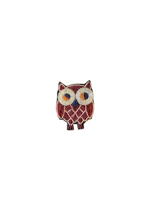 Broche brodée hibou